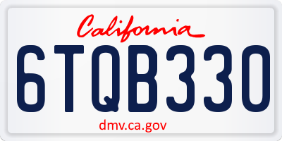 CA license plate 6TQB330