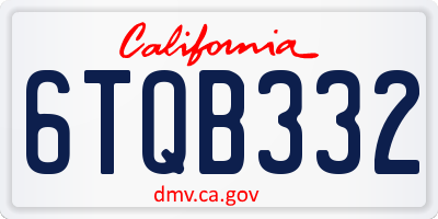 CA license plate 6TQB332