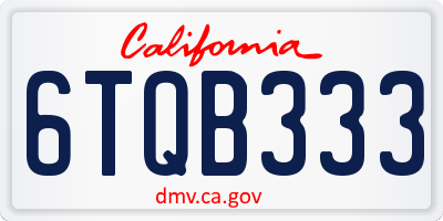 CA license plate 6TQB333