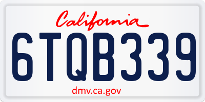 CA license plate 6TQB339