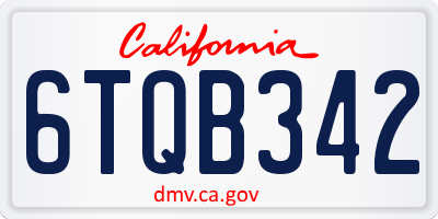 CA license plate 6TQB342