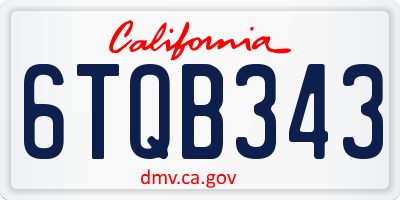 CA license plate 6TQB343