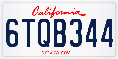 CA license plate 6TQB344