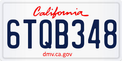 CA license plate 6TQB348