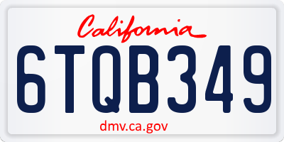 CA license plate 6TQB349