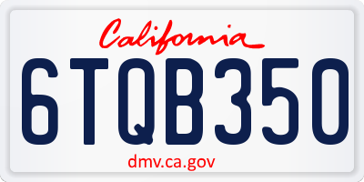 CA license plate 6TQB350