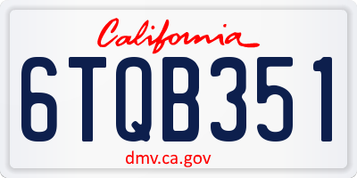 CA license plate 6TQB351