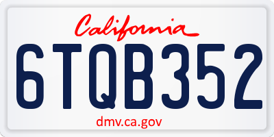 CA license plate 6TQB352
