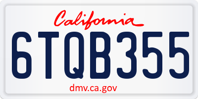 CA license plate 6TQB355