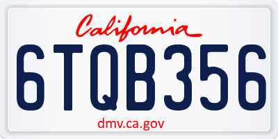 CA license plate 6TQB356