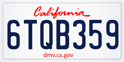 CA license plate 6TQB359