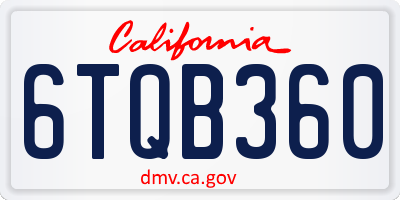 CA license plate 6TQB360