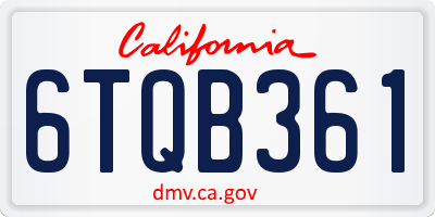 CA license plate 6TQB361