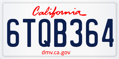 CA license plate 6TQB364