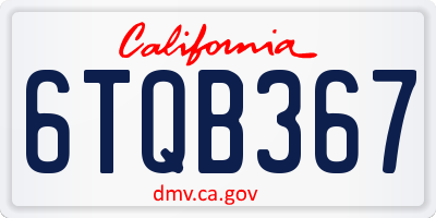 CA license plate 6TQB367