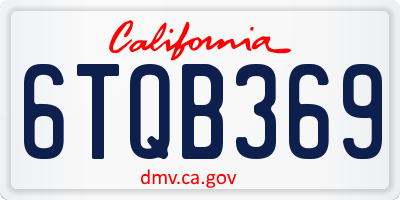 CA license plate 6TQB369
