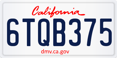 CA license plate 6TQB375