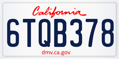 CA license plate 6TQB378