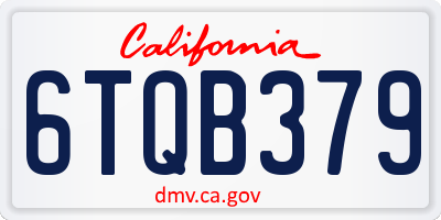 CA license plate 6TQB379