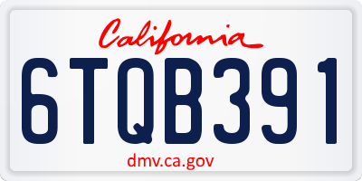 CA license plate 6TQB391