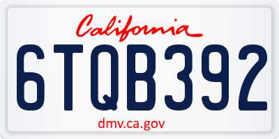 CA license plate 6TQB392