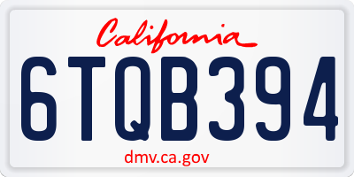 CA license plate 6TQB394