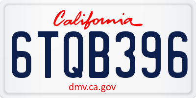 CA license plate 6TQB396