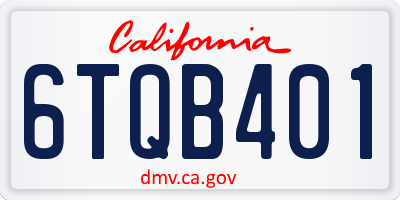 CA license plate 6TQB401