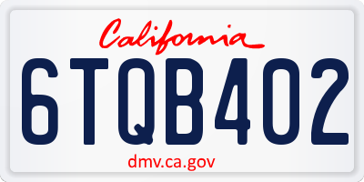 CA license plate 6TQB402