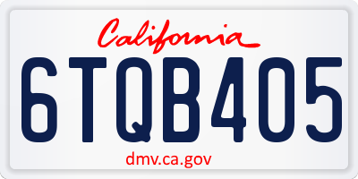 CA license plate 6TQB405
