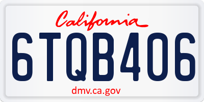 CA license plate 6TQB406