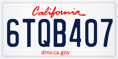 CA license plate 6TQB407