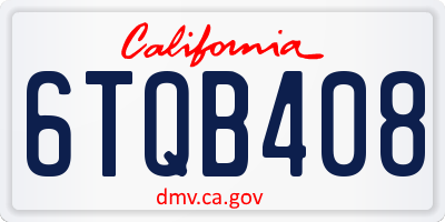 CA license plate 6TQB408
