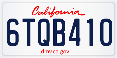 CA license plate 6TQB410