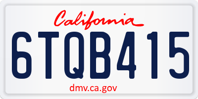 CA license plate 6TQB415