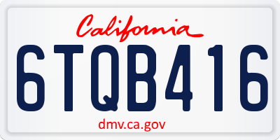 CA license plate 6TQB416