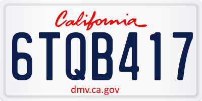 CA license plate 6TQB417