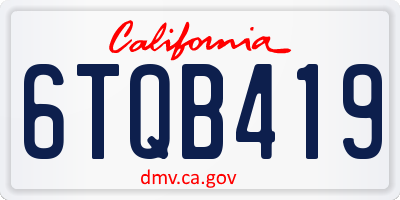CA license plate 6TQB419