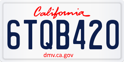 CA license plate 6TQB420