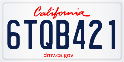 CA license plate 6TQB421