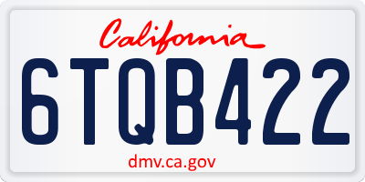 CA license plate 6TQB422