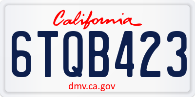 CA license plate 6TQB423
