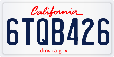 CA license plate 6TQB426