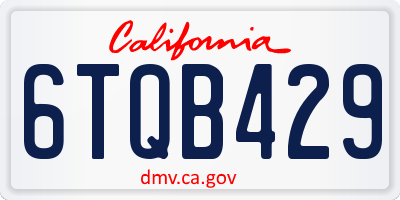 CA license plate 6TQB429