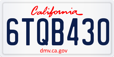 CA license plate 6TQB430