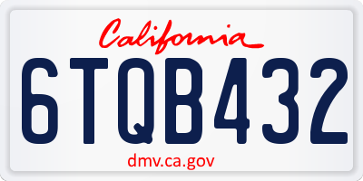 CA license plate 6TQB432