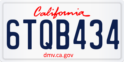 CA license plate 6TQB434