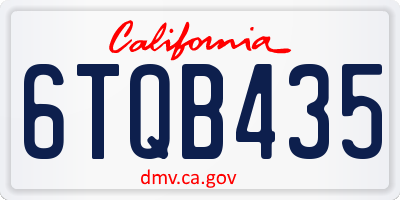 CA license plate 6TQB435