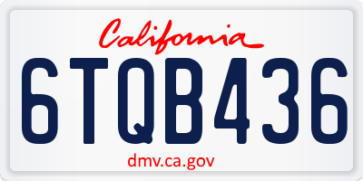 CA license plate 6TQB436