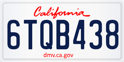 CA license plate 6TQB438